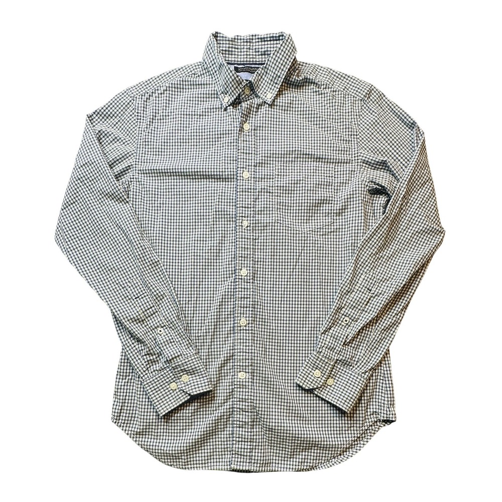 Banana Republic Shirt Mens Small Green Blue Check Slim Fit Button Down Cotton - Picture 1 of 11